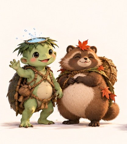 Portrait of Kappa and Tanuki