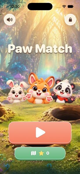 Paw Match home screen with large animals